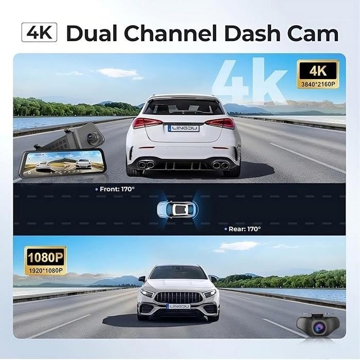 LINGDU DASHCAM LD4K - 4K+1080P KAMERA DASHCAM MOBIL LINGDU LD4K BUILT-IN GPS