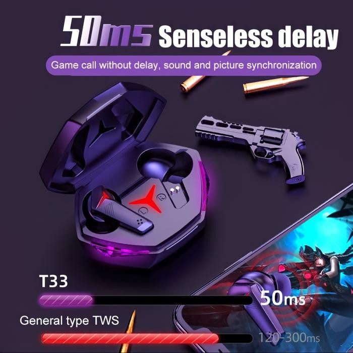 T33 WIRELESS GAMING HEADSET BLUETOOTH 5.1 EARPHONE TWS BASS STEREO