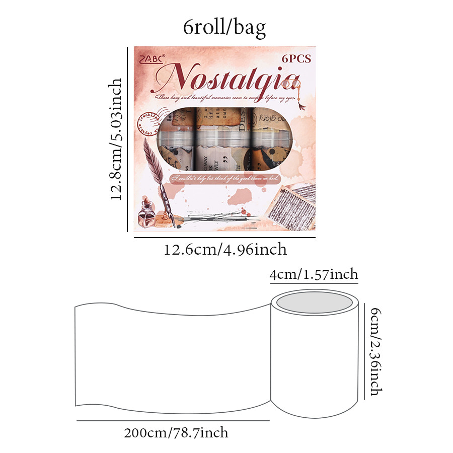 

1Style 6Rolls/bag yesteryear sentiment series retro theme tape DIY scrapbook handbook