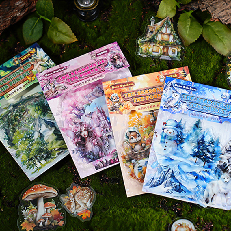 

1Style 80Pcs/bag Morihyun Four Seasons Series Stickers DIY Handbook Scrapbook Photo Frame