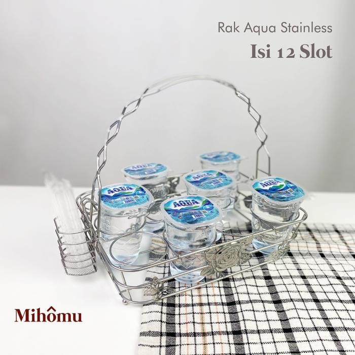 GOTG Keranjang Aqua Gelas/Rak Aqua Gelas Stainless Isi 12