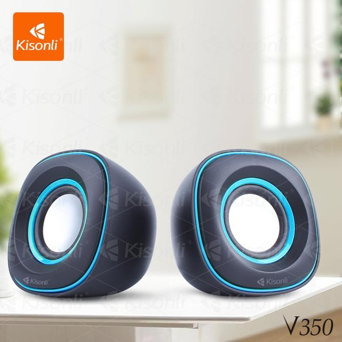 KISONLI - Speaker 2.0 Pc Laptop / Komputer V350 Biru Jam
