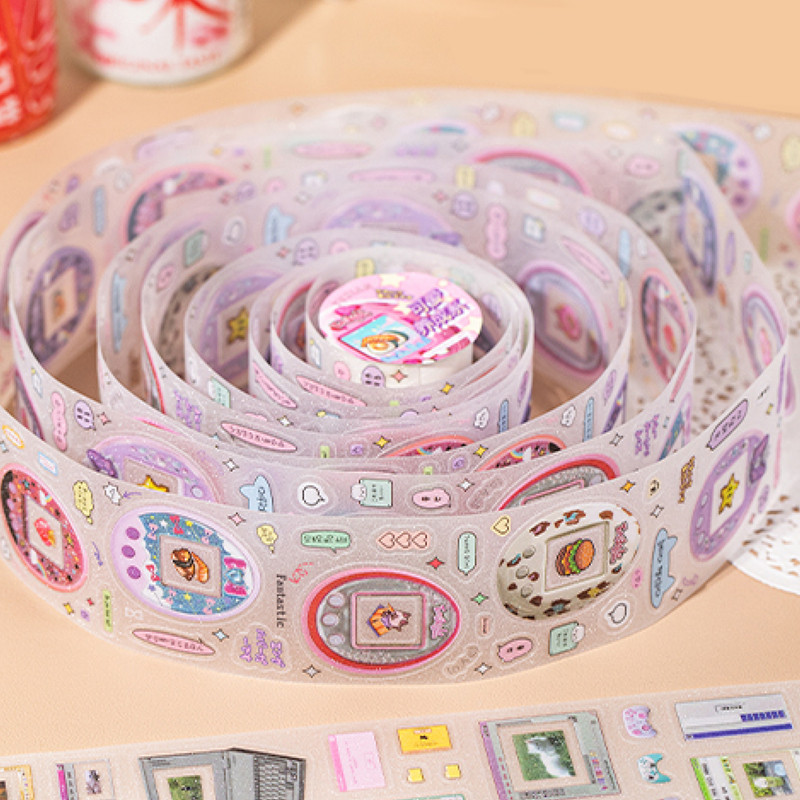 

4Style 1Roll/bag Time Shuttle Glitter Sand PET Die Cut Tape Creative DIY Handbook