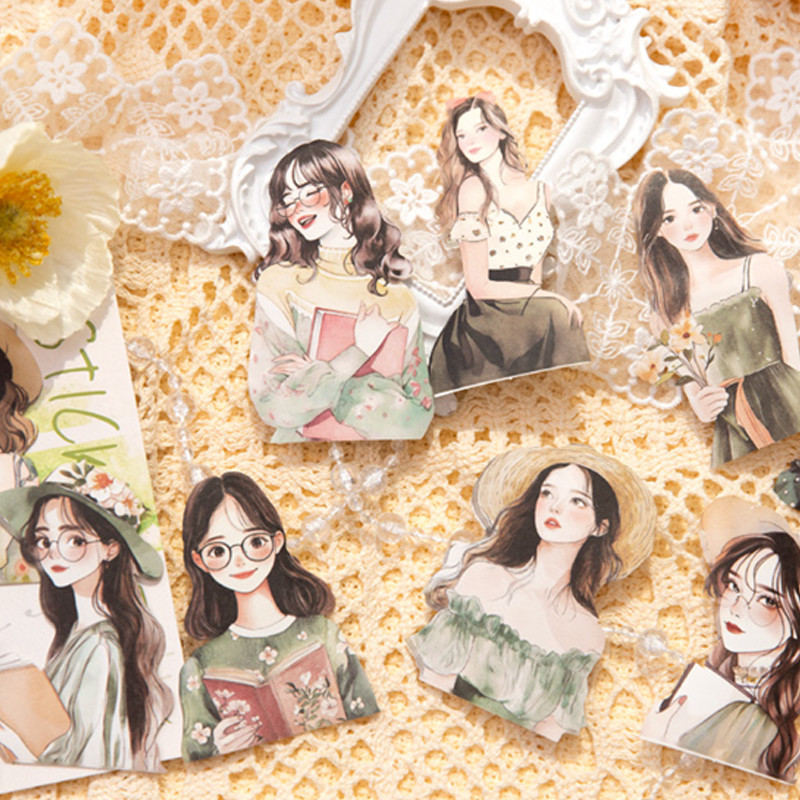 

30Pcs/bag Laser Character Sticker Pack Angels Love Beauty Series Handbook Material