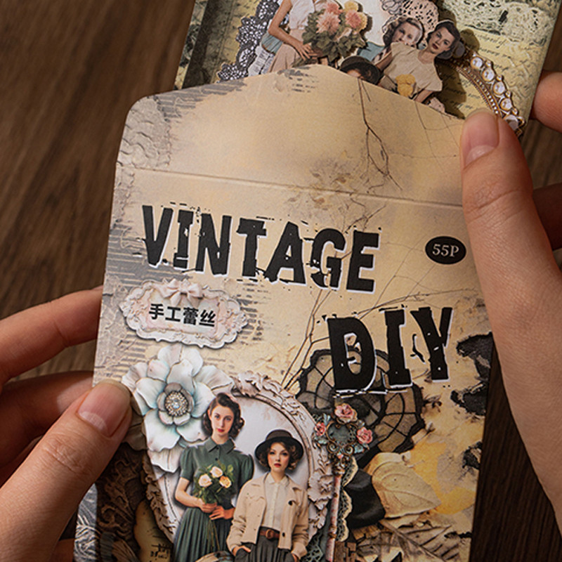 

110Pcs/bag Retro handbook hard card material sticker pack retro handmade series retro