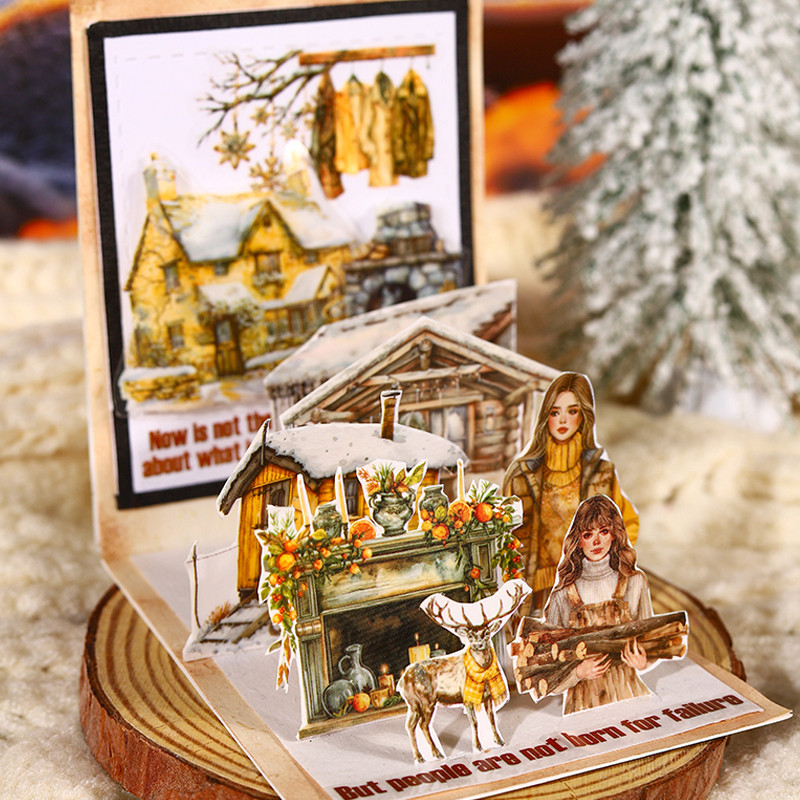 

2Style 3Rolls/bag Winter Scenic Die Cut Tape DIY Handbook Scrapbook Photo Frame Creative
