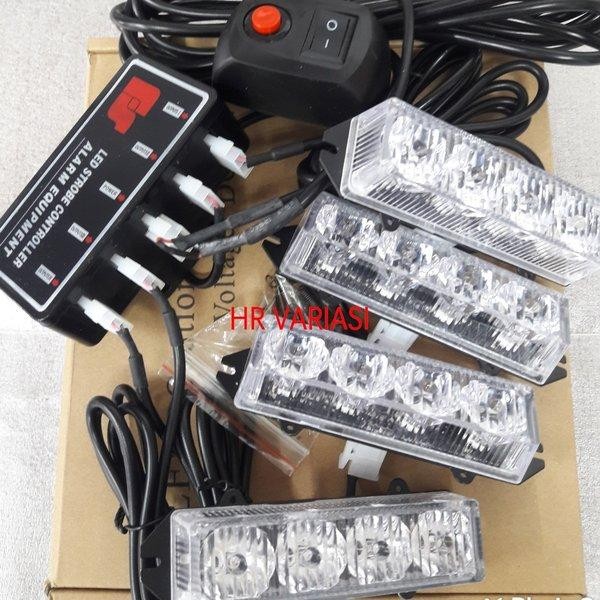 strobo gril federal signal 4DH 4X4 LED LUXEON merah biru