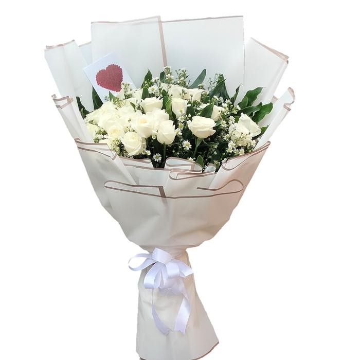 Bunga buket mawar asli bunga mawar putih hadiah anniversary