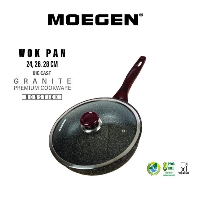 Stok Terbatas Moegen Germany Wok Pan 24,26,28Cm Granite Series Anti Lengket Original Termurah