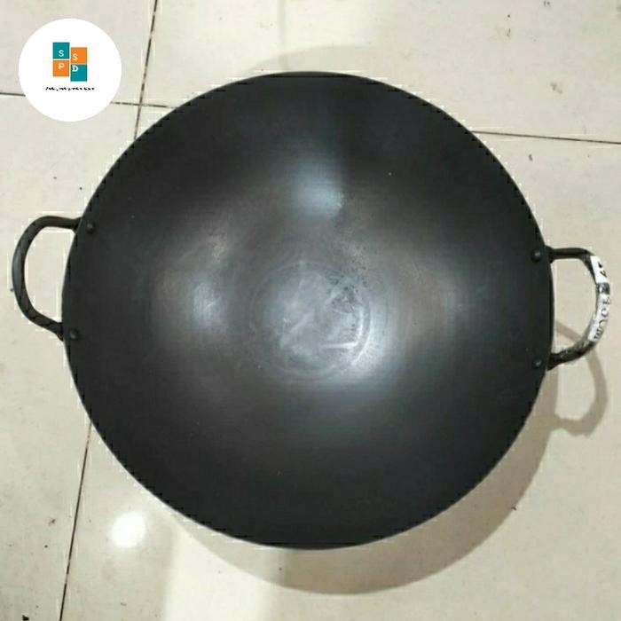 Unik Wok Baja Hitam43CmWajan Kuali Cekung Tebal Termurah