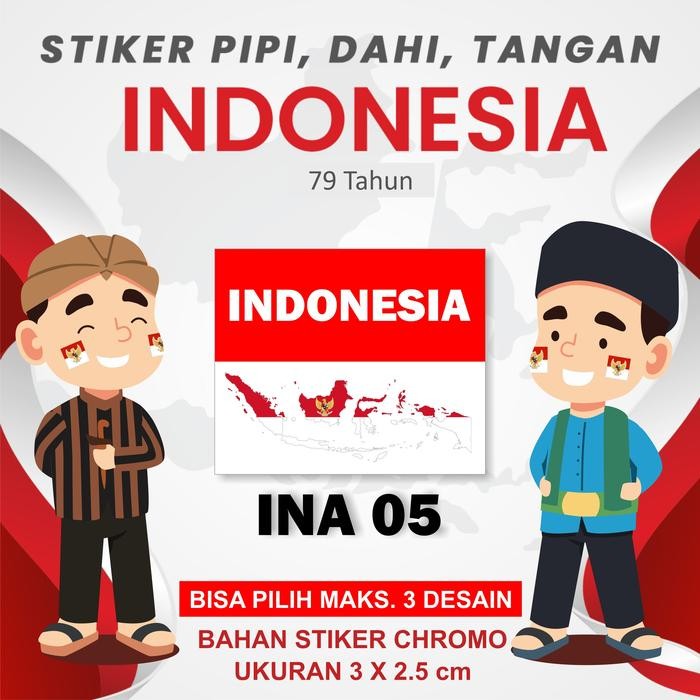

(Allthebest) STIKER PIPI 30 PCS 60 PCS BENDERA INDONESIA MERAH PUTIH HUT RI UNTUK PIPI, DAHI, ATAU