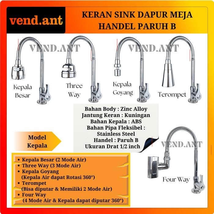 Toto - Keran Wastafel Bak Cuci Piring Dapur Tembok Meja Kran Sink Angsa Fleksibel Chrome