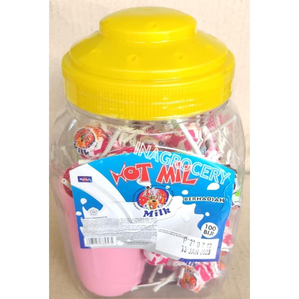 

4ZMI Hot Mil Permen Susu Lollipop Toples Isi 100Pcs