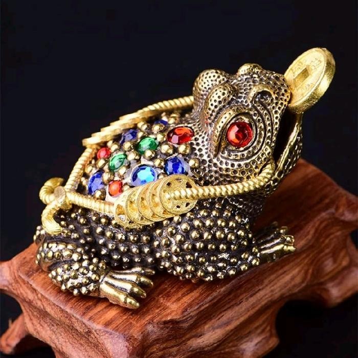 Patung Feng Shui Dewa Kodok Kerejekian Dan Kekayaan Bahan Logam Kuningan