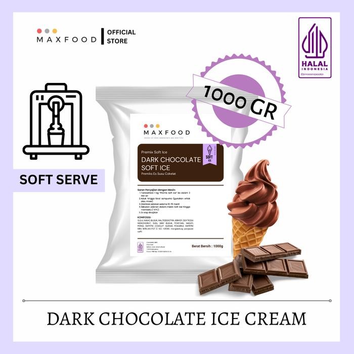 

IOI2 Maxfood - Soft Dark Chocolate Ice Cream / Bubuk Es Krim Rasa Dark Coklat 1 Kg