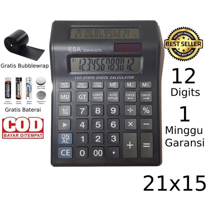 

KALKULATOR DIGITAL LED 2 LAYAR 12 DIGIT ESA - KALKULATOR CHECK / CALCULATOR DAGANG BESAR / KAKULATOR