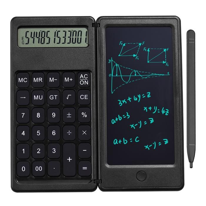 

FOLDABLE CALCULATOR DUAL FUNCTION ERASABLE LCD WRITING PAD 6 INCH