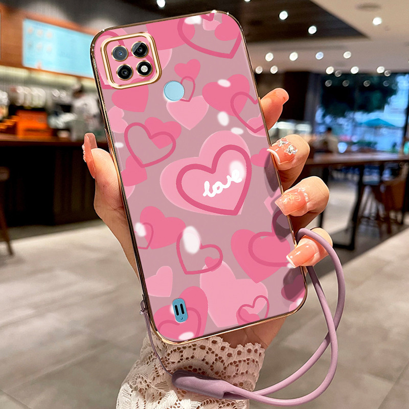 Casing Hp Untuk Realme C21 C21Y C25Y Case Casing menggambar cinta HP Cesing Silikon Softcase disepuh