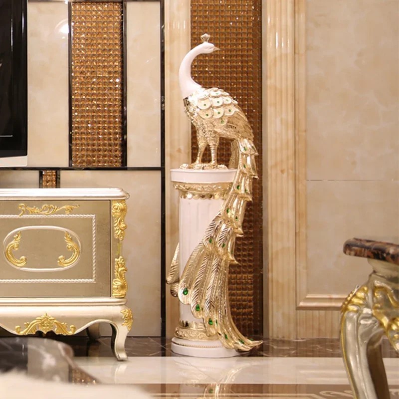 Peacock Statue Ornament Nordic Light Luxury Crafts TV Cabinet Porch Large Floor Decor Home Decoratio