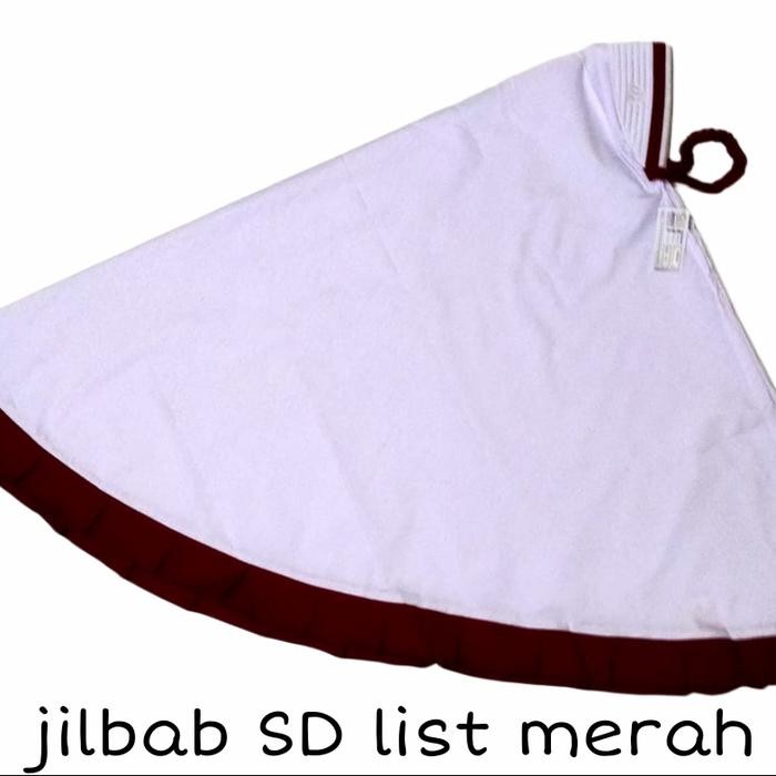 Jilbab sekolah SD putih merah bahan adem (katun)