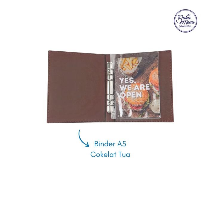 

Buku Menu Jakarta - Buku Menu Kulit Ring Binder 6 Lubang Isi Plastik Mika A5 Coklat Tua - Cafe,