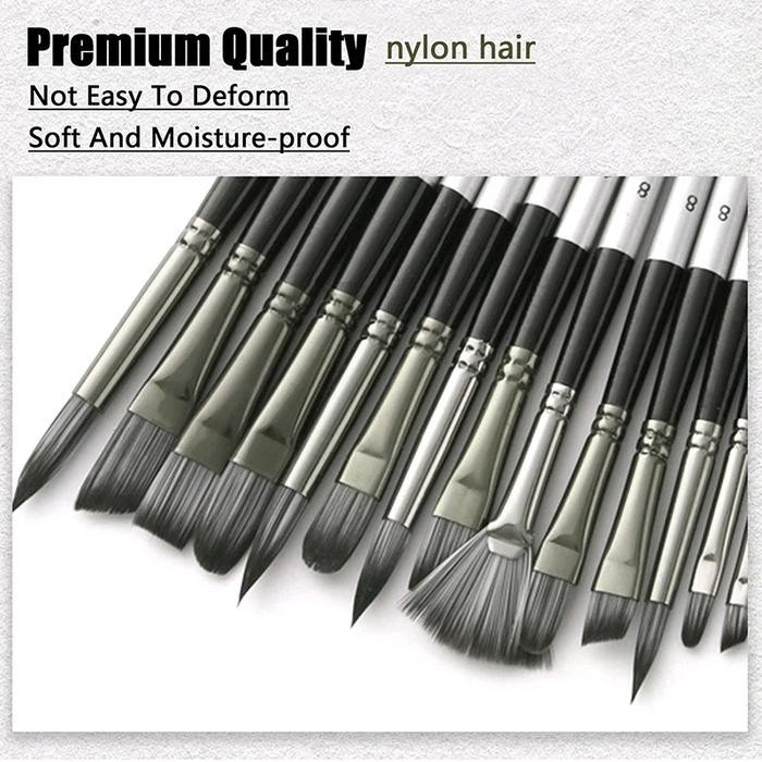 

24Pcs Set Kuas Lukis Cat Air Minyak Nylon Paint Brush Lukisan