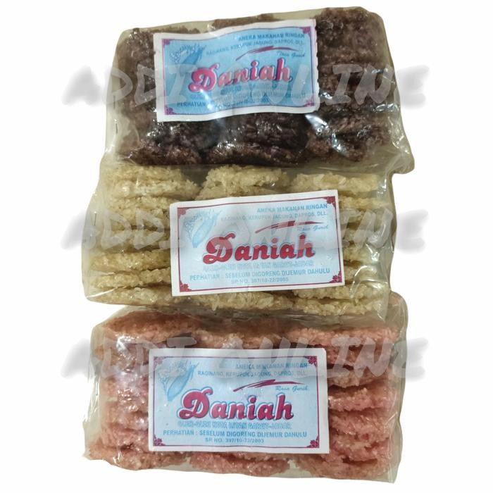 

3YC3 Rengginang Daniah 1 Pack Isi 21 Pcs Mentah Terasi Bawang Ketan Hitam Kerupuk Siap