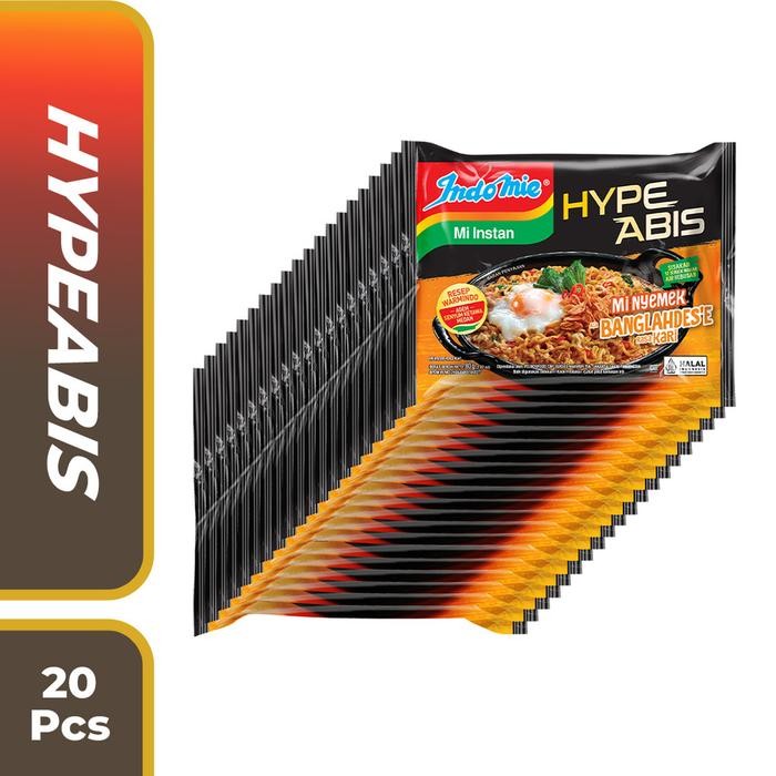

H48Y 20 Pcs - Indomie Hypeabis Mie Nyemek Banglahdes'E Rasa Kari 80Gr