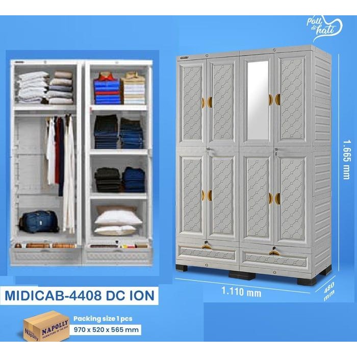 Lemari Plastik Jumbo Besar Dicab 4512 Napolly Kaca Cern Kunci