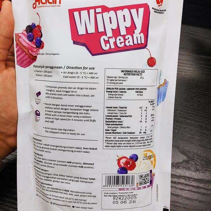 

HAAN WHIPPED CREAM / WIPPY CREAM INSTANT TOPPING POWDER 200gr [POUCH]