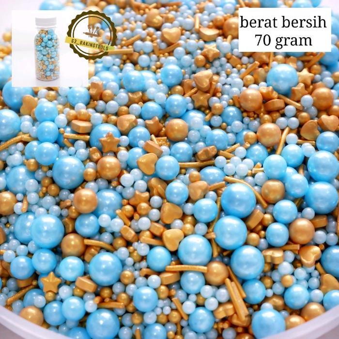 

sugar sprinkle hiasan kue blue gold 70 gram