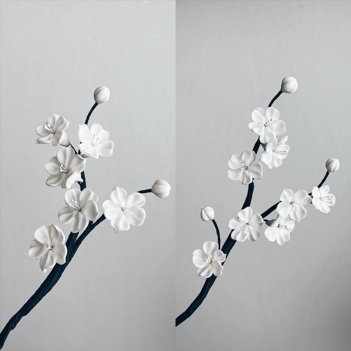 

Edible Flowers Dekorasi Cake Bunga Gumpaste Cherry Blossoms - White