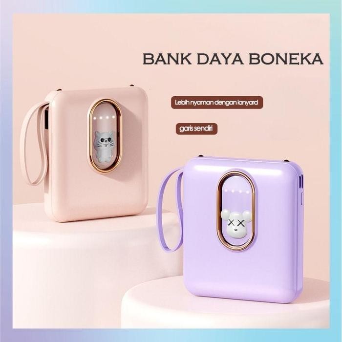 PowerBank Mini 20mAh Ultimate Backup Battery Cute Kaws Good Quality with 4 Charging Cable Fast