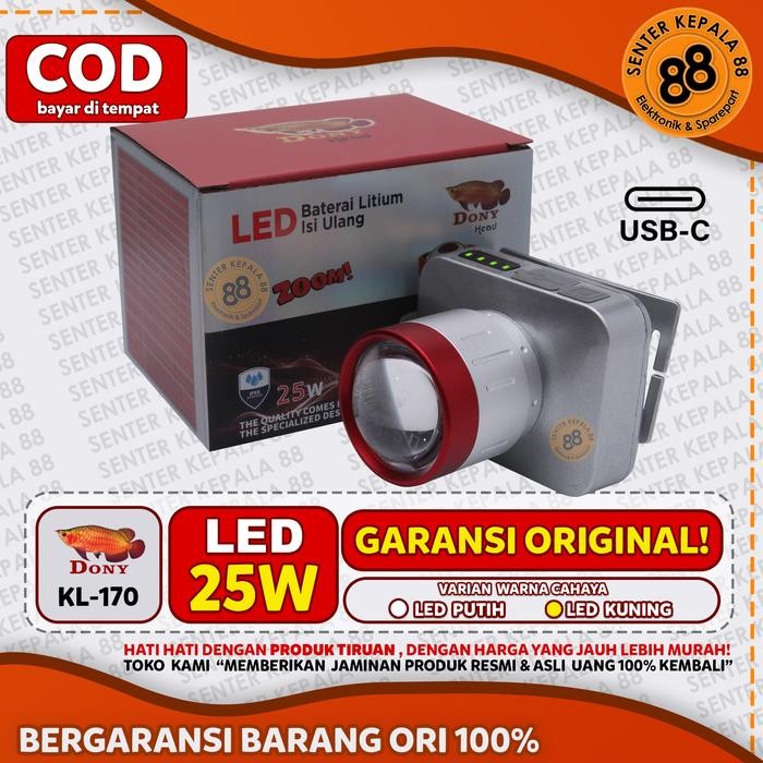 Bebas Ongkir Dony Senter Kepala DONY KL-170 KL 170 25 WATT 25W Zoom Baru Laser led Doni DONY ZOOM