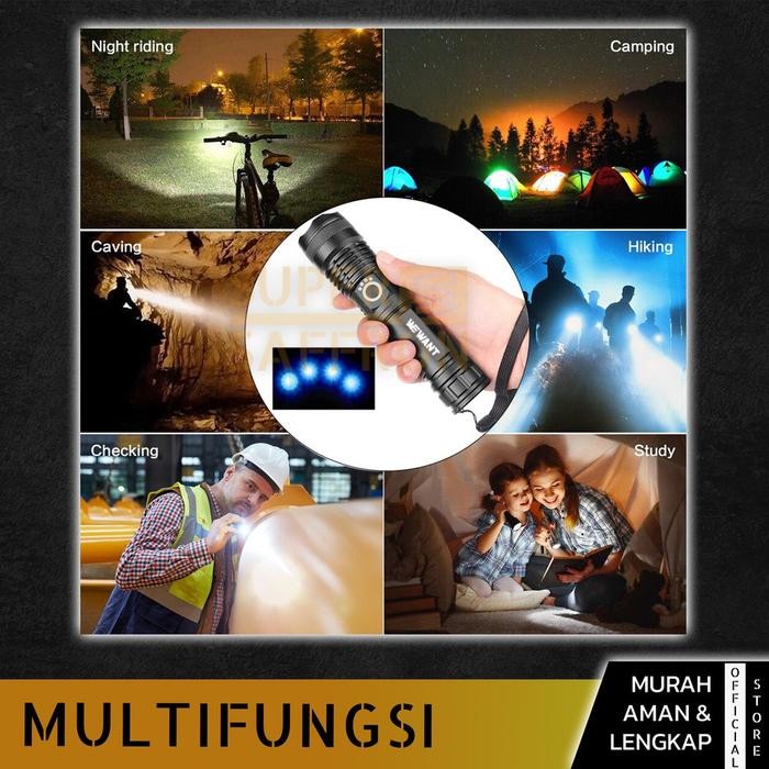 Bebas Ongkir Senter LED Super Terang X50000 Lumens Lampu SWAT Jarak Jauh Waterproof