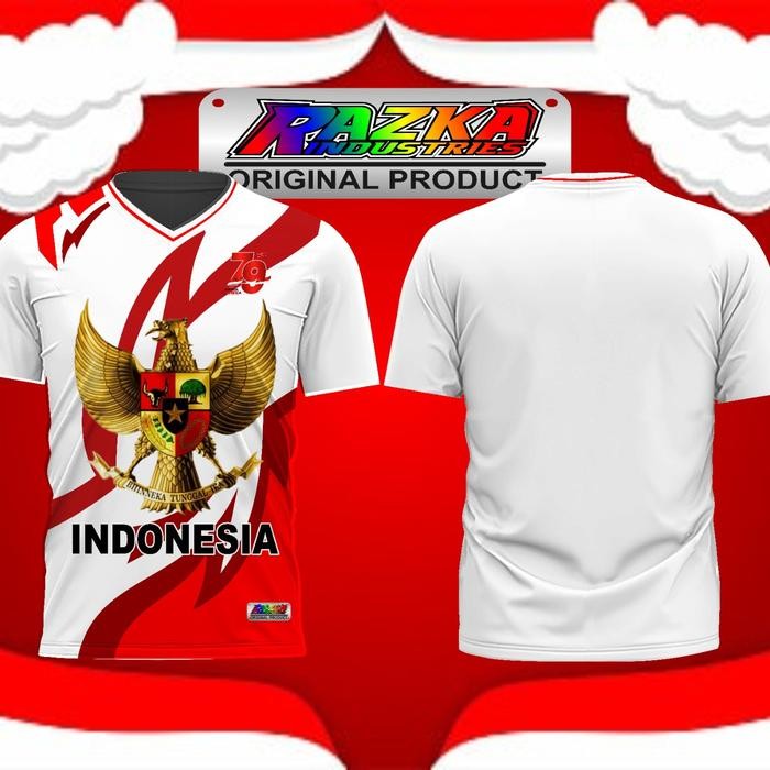 (Allthebest) KAOS JERSEY Merah putih INDONESIA BUAT 17 AGUSTUSAN FRINTING Sport