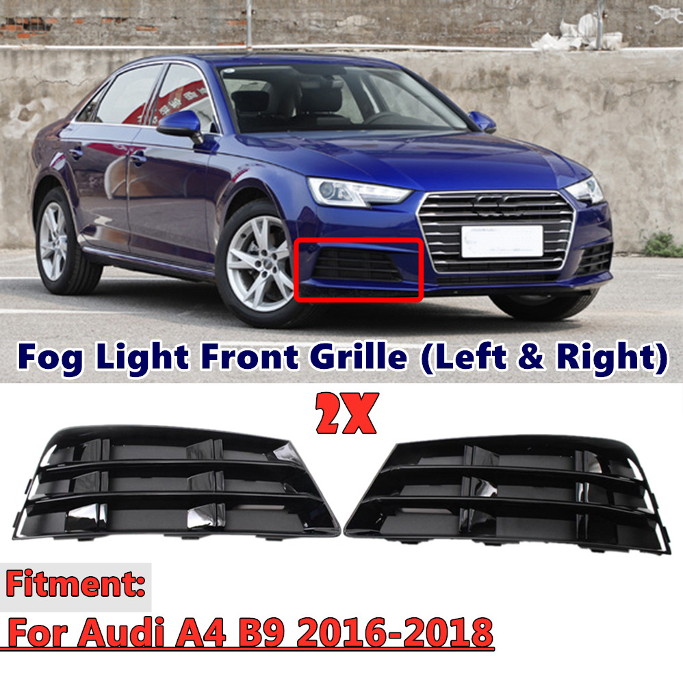 A Pair Front Bumper Fog Light Lamp Grilles Racing Grill For Audi A4