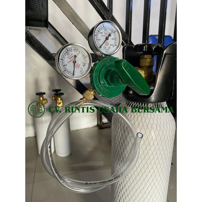 JTTOP" TABUNG OKSIGEN 1M3 + REGULATOR UNTUK PACKING IKAN + SELANG