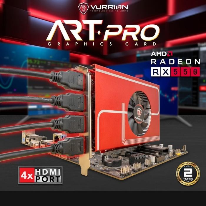 Paling Murah Vurrion Artpro Rx 550 4Gb Gddr5 4 Hdmi - Vga Card