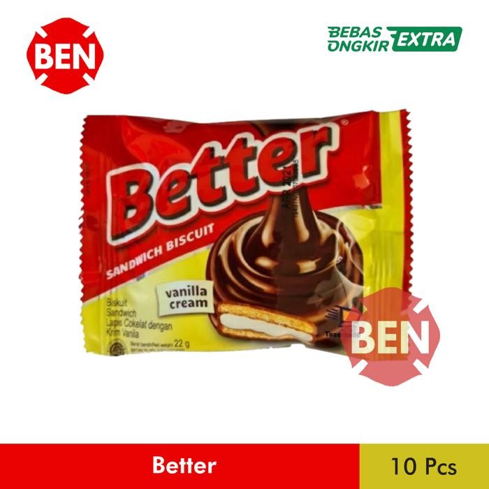 

BETTER 1 RENCENG 10 SACHET PCS 22G 22GR 22 G GR COKLAT BISKUIT DUS