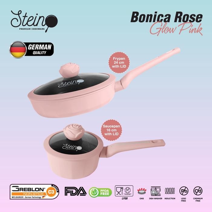 Steincookware Stein Bonica Rose Set 2 In 1 Panci Set Anti-Lengket