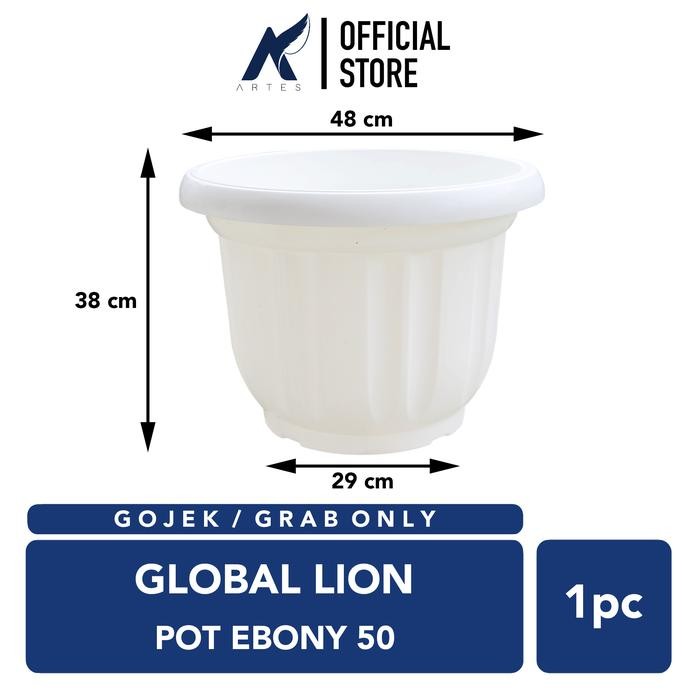 Mode Vintage Gojek-Grab Only Global Lion Ebony Pot 50 Tanaman Diameter 48 Cm Putih