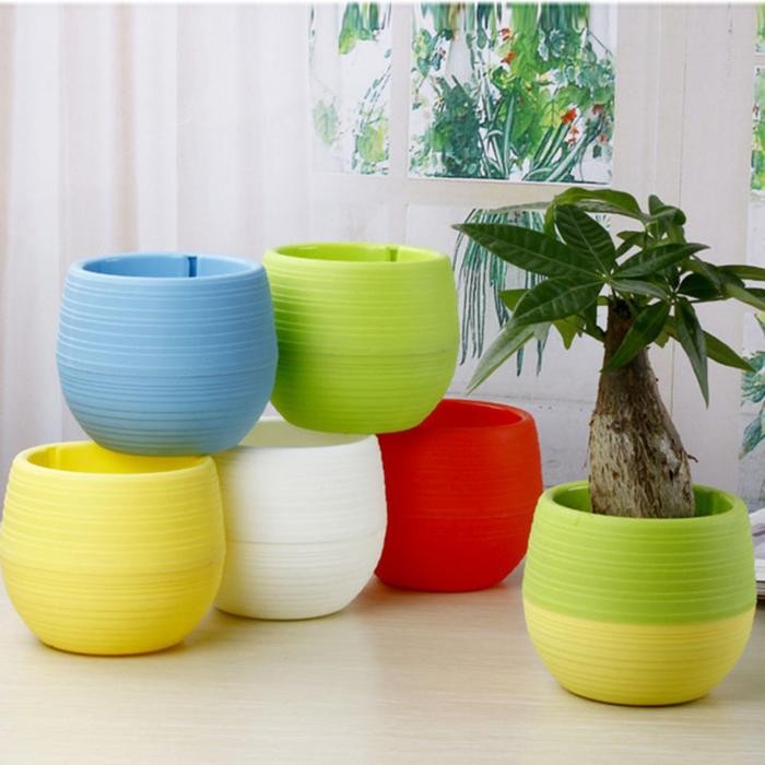 Mode Vintage Mini Pot Bunga Hias / Pot Tanaman Hias Tahan Air Isi 5Pcs