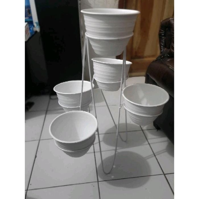 Mode Vintage Standing Pot 5 Lubang/Dudukan Pot Besi / Ring Pot Besi Hiasan
