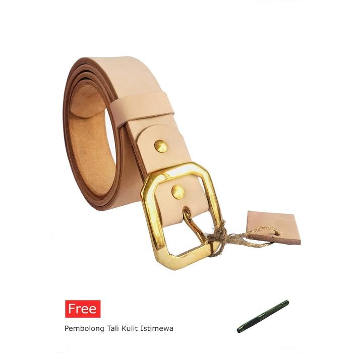 Ikat Pinggang Sabuk Kulit Nabati Vegtan Leather Belt Gesper BV101