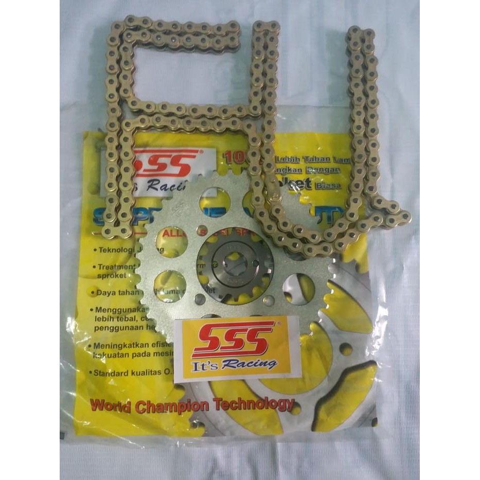 GEAR SET SSS 428 RANTAI GOLD SATRIA FU150, FU FACELIFT, FU INJEKSI