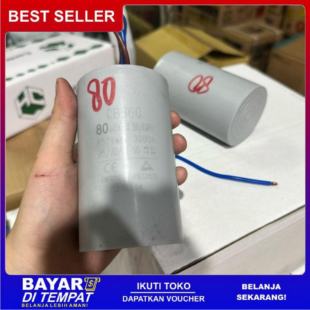 FREE ONGKIR NEW KAPASITOR POMPA 80 UF KAPASITOR BULAT KABEL 80 MF KAPASITOR 80 MIKRO BISA COD
