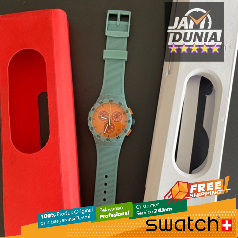 JAM TANGAN PRIA WANITA SWATCH ORIGINAL RESIN BLUE ORANGE CHRONOGRAPH SWATCH SUSL401 SWATCH SUSL 401 