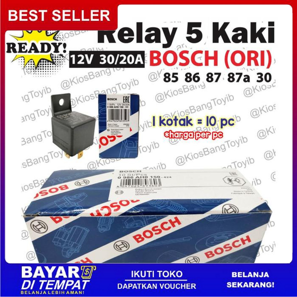 FREE ONGKIR CKY153- ORI BOSCH RELAY RILEY KAKI 5 PEMUTUS ARUS 87A 12V 30 20A ORI BISA COD