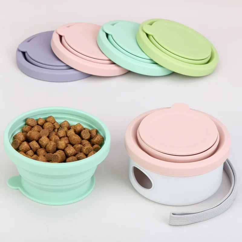 

Combination Portable Case Folding Pet Bowl Food Grade Silicone Walk The Dog Feeder Water Bottle Pet